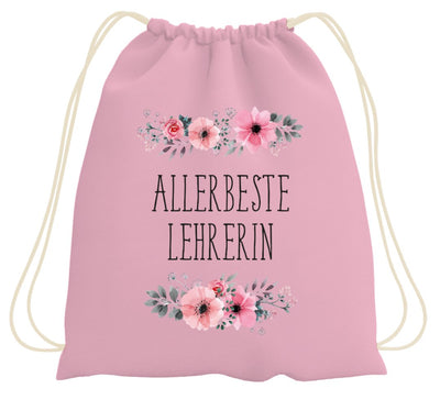 Bild: Turnbeutel - Allerbeste Lehrerin - blumig Geschenkidee