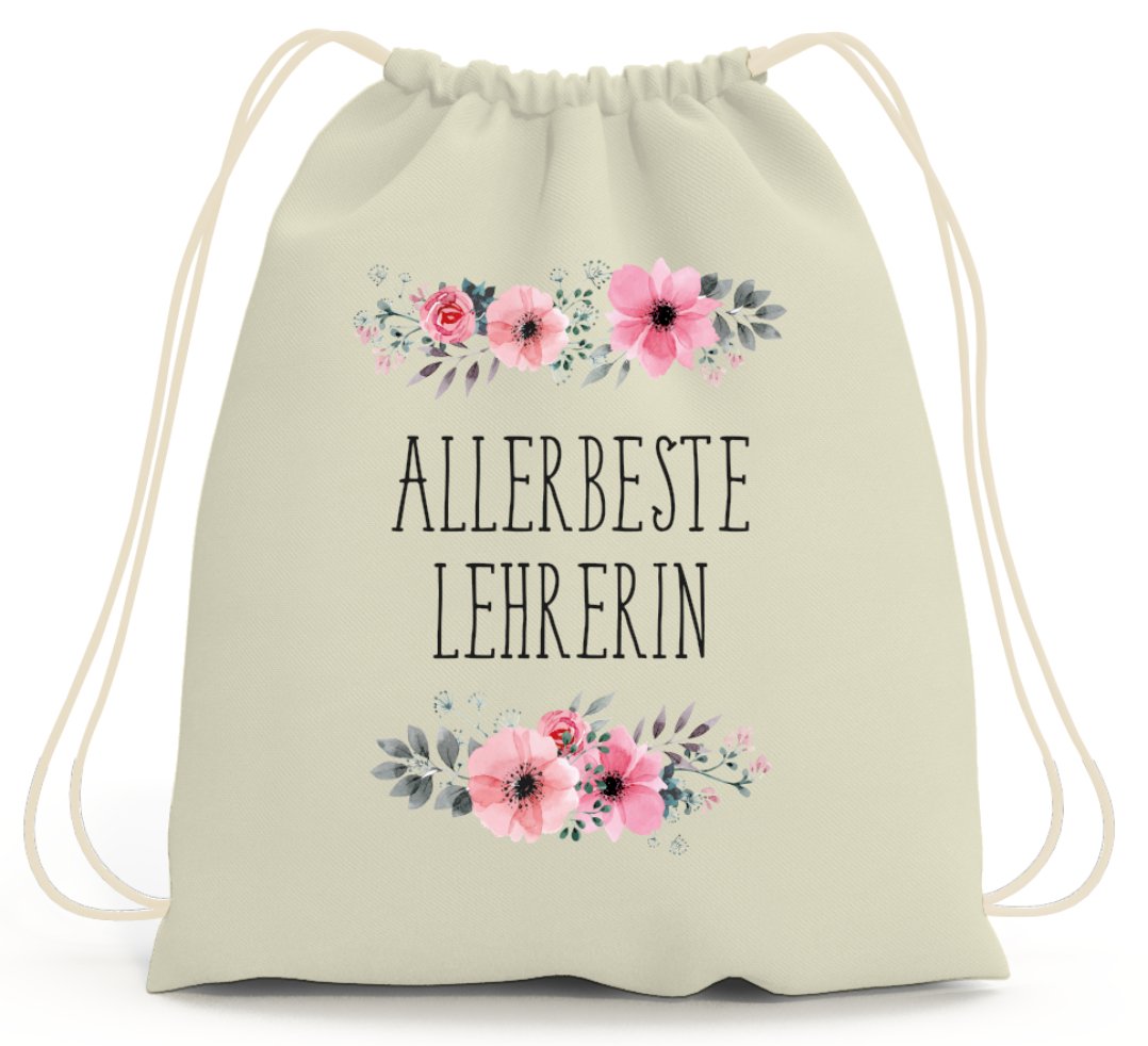 Bild: Turnbeutel - Allerbeste Lehrerin - blumig Geschenkidee