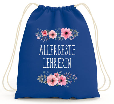 Bild: Turnbeutel - Allerbeste Lehrerin - blumig Geschenkidee