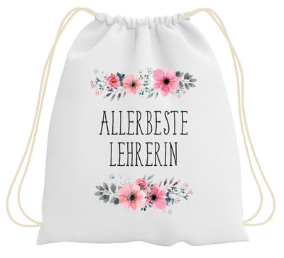 Bild: Turnbeutel - Allerbeste Lehrerin - blumig Geschenkidee