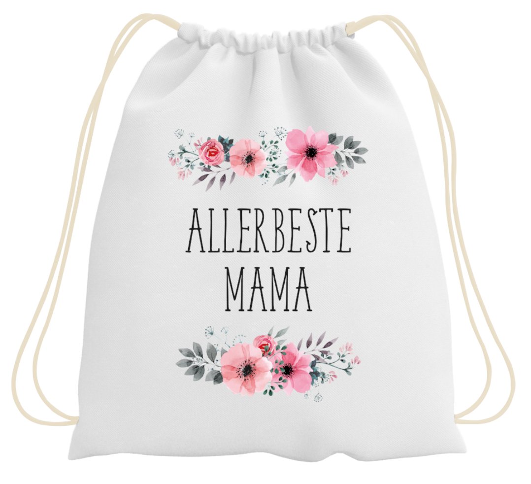 Bild: Turnbeutel - Allerbeste Mama - blumig Geschenkidee