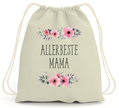 Bild: Turnbeutel - Allerbeste Mama - blumig Geschenkidee