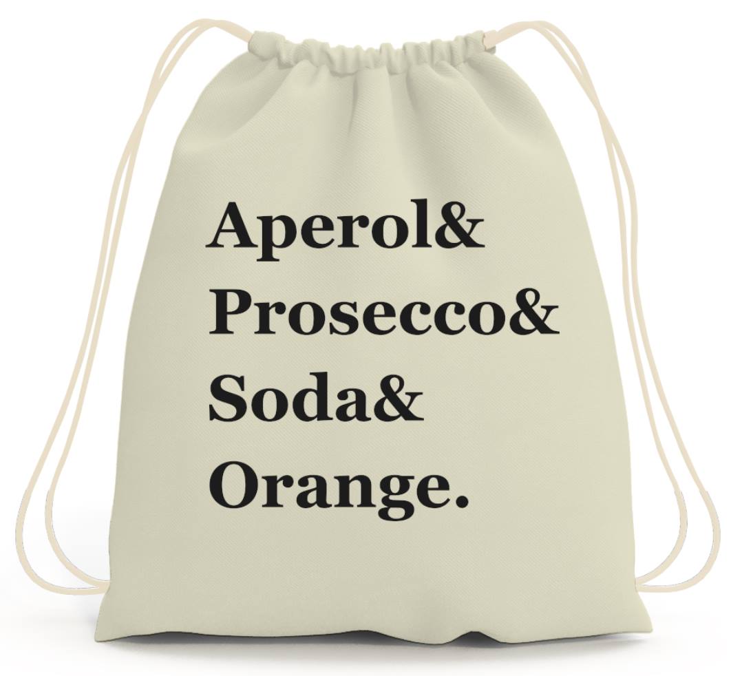 Bild: Turnbeutel - Aperol & Prosecco & Soda & Orange. Geschenkidee