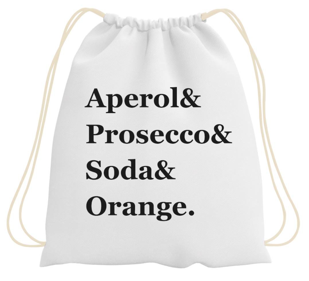 Bild: Turnbeutel - Aperol & Prosecco & Soda & Orange. Geschenkidee