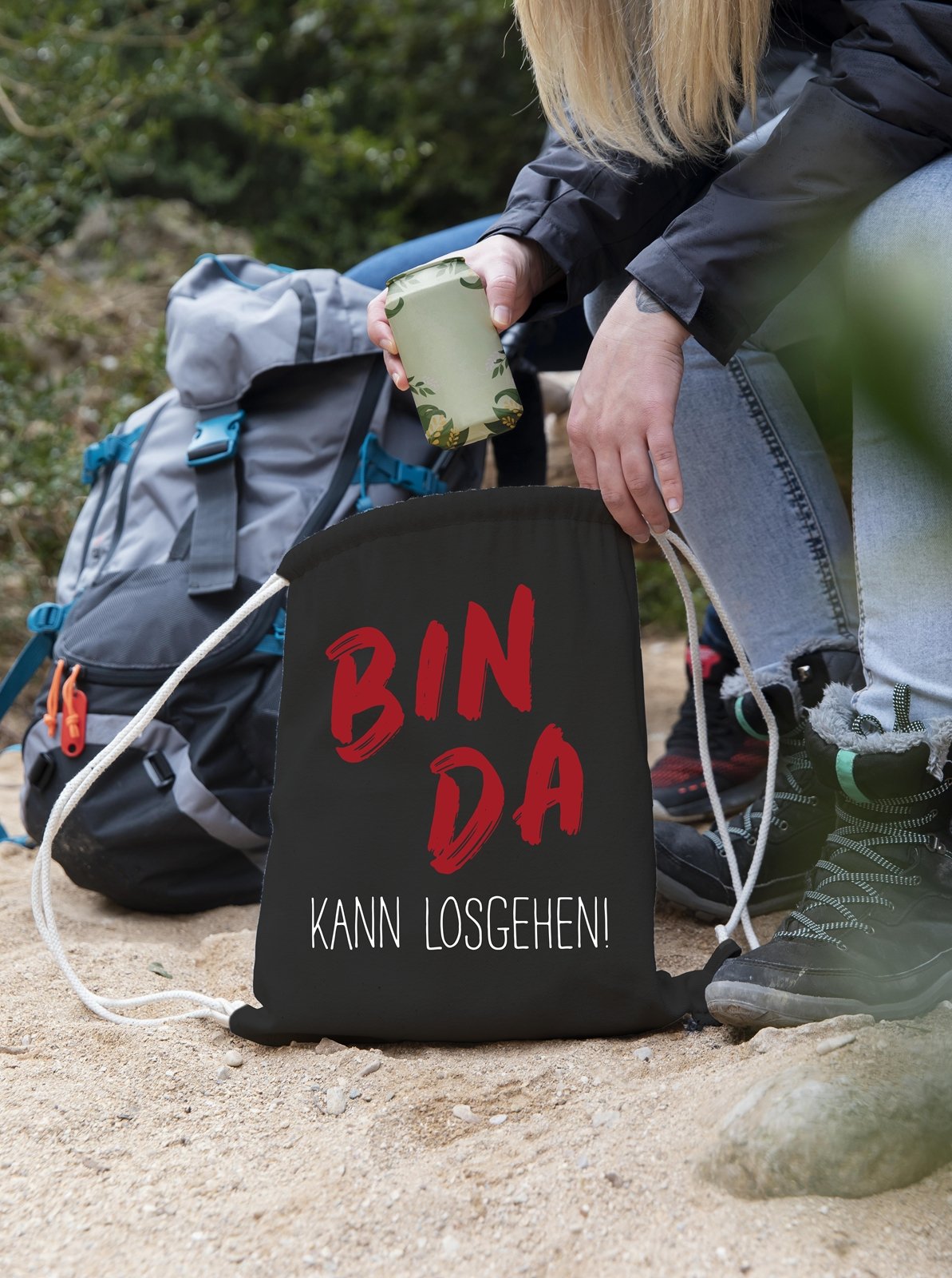 Bild: Turnbeutel - Bin da - kann losgehen! Geschenkidee