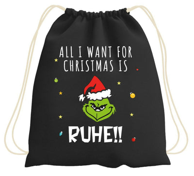 Bild: Turnbeutel - Grinch - All I want for Christmas is Ruhe! (Gesicht) Geschenkidee