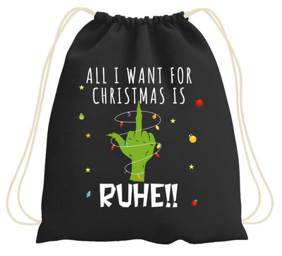 Bild: Turnbeutel - Grinch - All I want for Christmas is Ruhe! (Mittelfinger) Geschenkidee