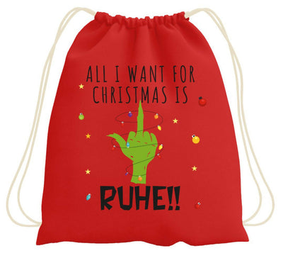 Bild: Turnbeutel - Grinch - All I want for Christmas is Ruhe! (Mittelfinger) Geschenkidee