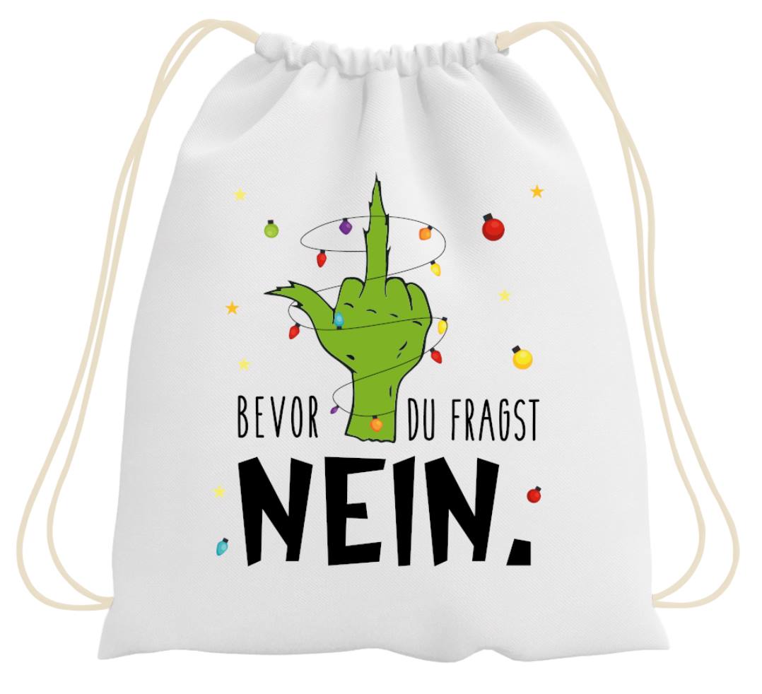 Bild: Turnbeutel - Grinch - Bevor du fragst NEIN. (Mittelfinger) Geschenkidee