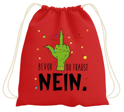 Bild: Turnbeutel - Grinch - Bevor du fragst NEIN. (Mittelfinger) Geschenkidee