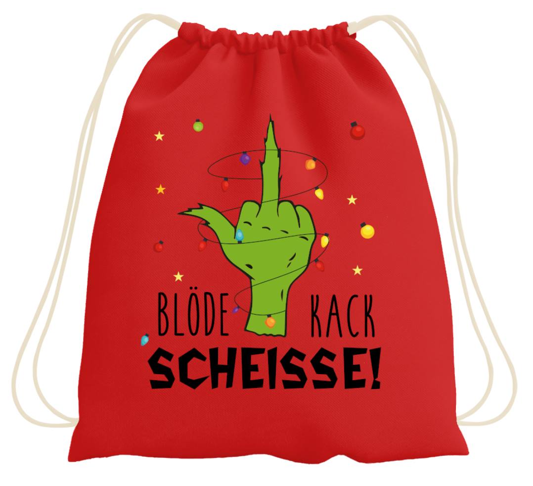 Bild: Turnbeutel - Grinch - Blöde Kackscheisse! (Mittelfinger) Geschenkidee