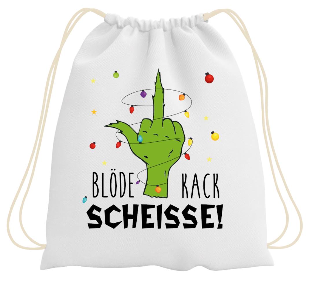 Bild: Turnbeutel - Grinch - Blöde Kackscheisse! (Mittelfinger) Geschenkidee