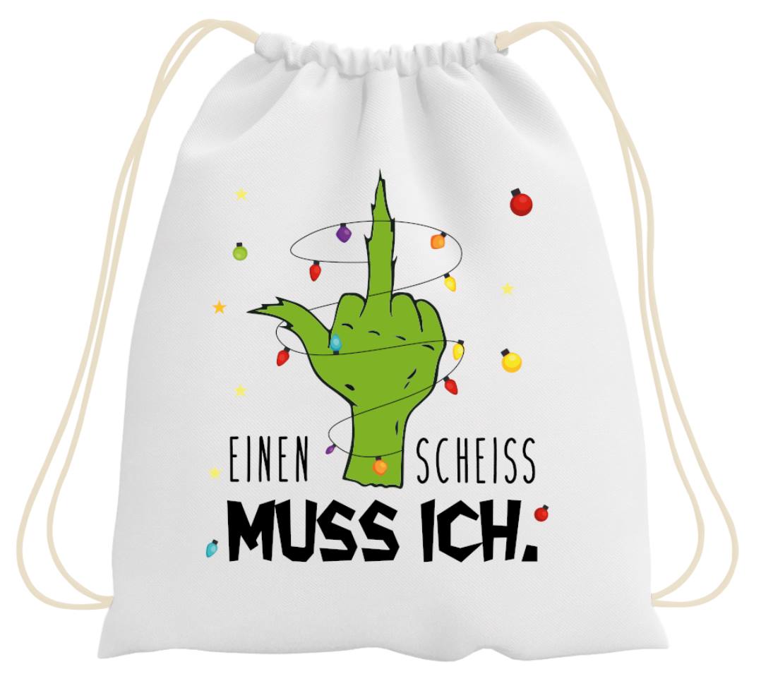 Bild: Turnbeutel - Grinch - Einen Scheiss muss ich. (Mittelfinger) Geschenkidee