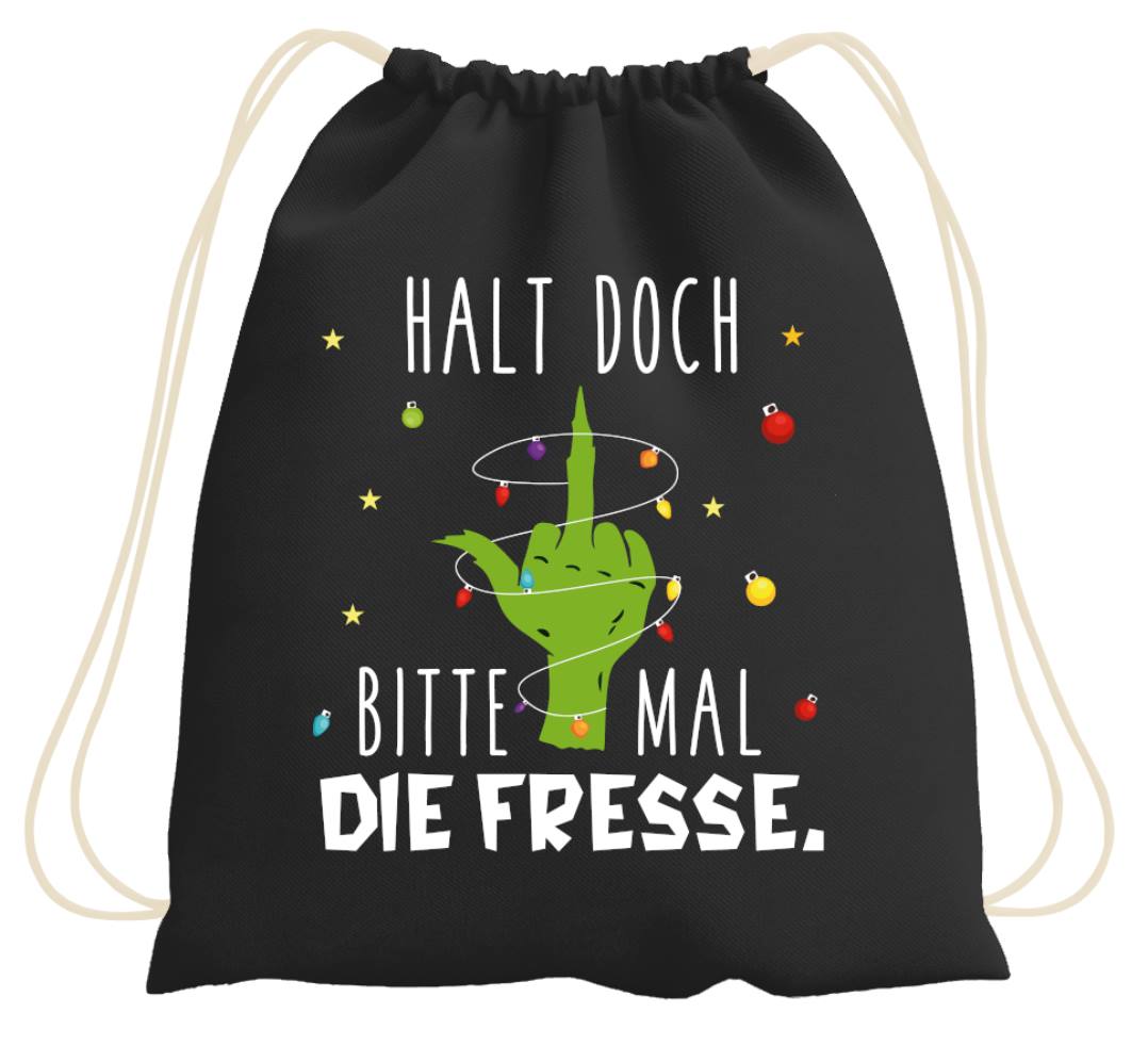 Bild: Turnbeutel - Grinch - Halt doch bitte mal die Fresse. (Mittelfinger) Geschenkidee