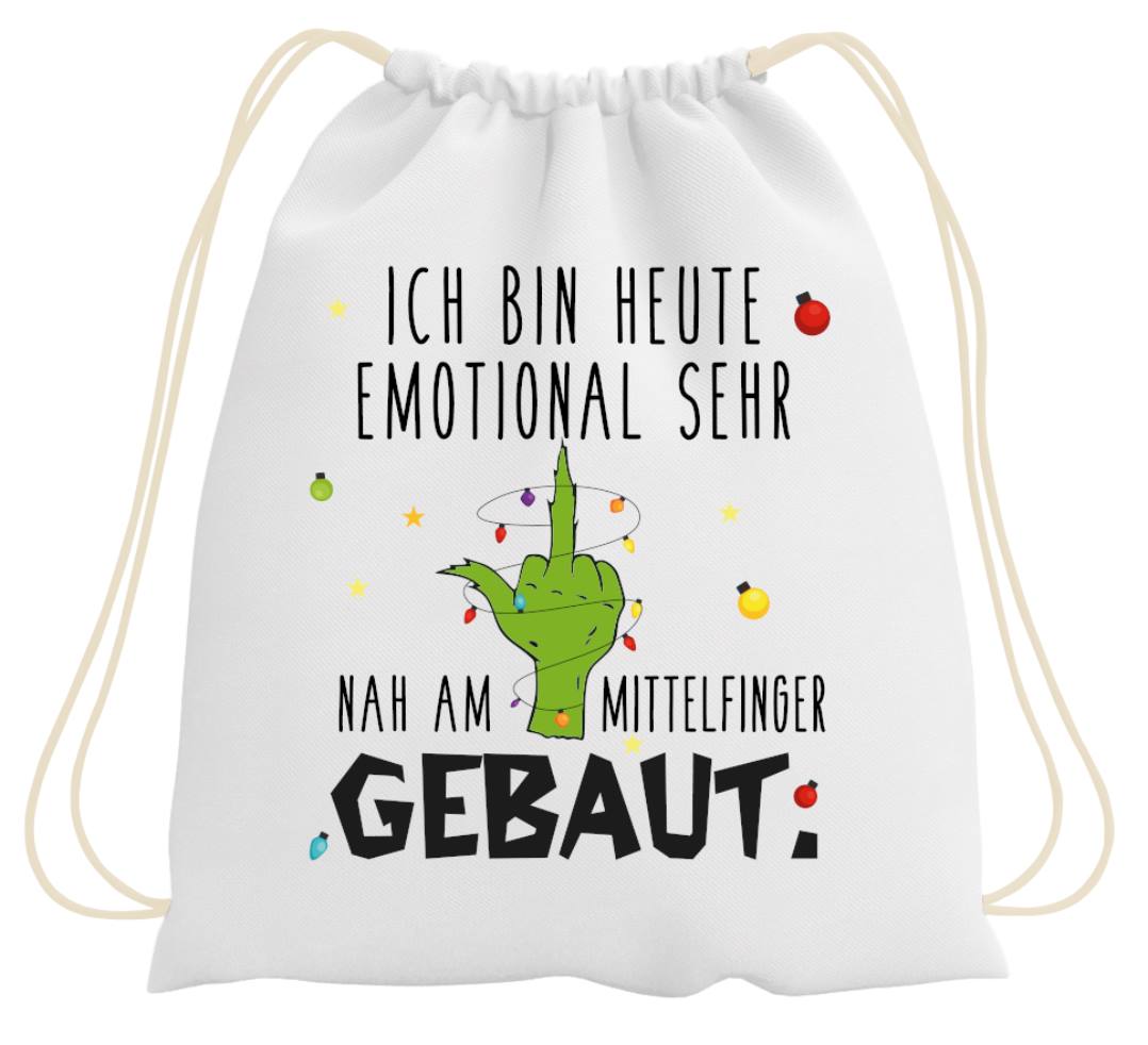 Bild: Turnbeutel - Grinch - Ich bin heute emotional sehr nah am Mittelfinger gebaut. Geschenkidee