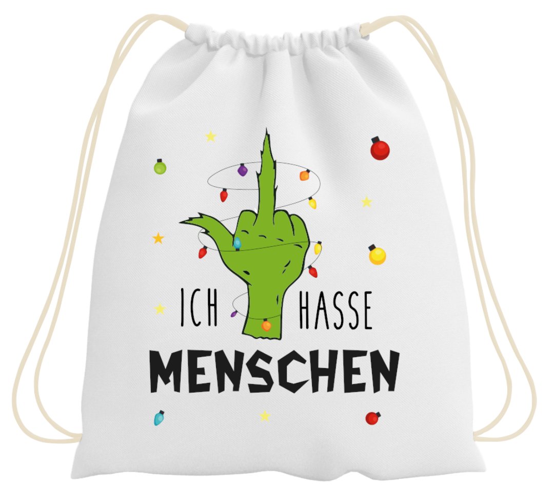 Bild: Turnbeutel - Grinch - Ich hasse Menschen (Mittelfinger) Geschenkidee