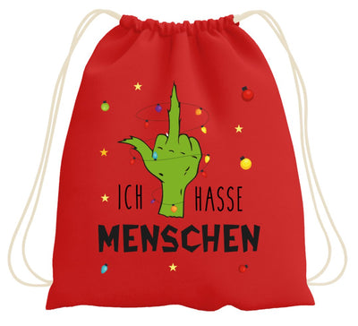 Bild: Turnbeutel - Grinch - Ich hasse Menschen (Mittelfinger) Geschenkidee