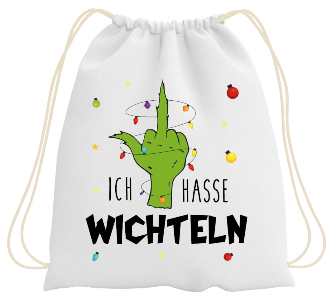 Bild: Turnbeutel - Grinch - Ich hasse Wichteln (Mittelfinger) Geschenkidee