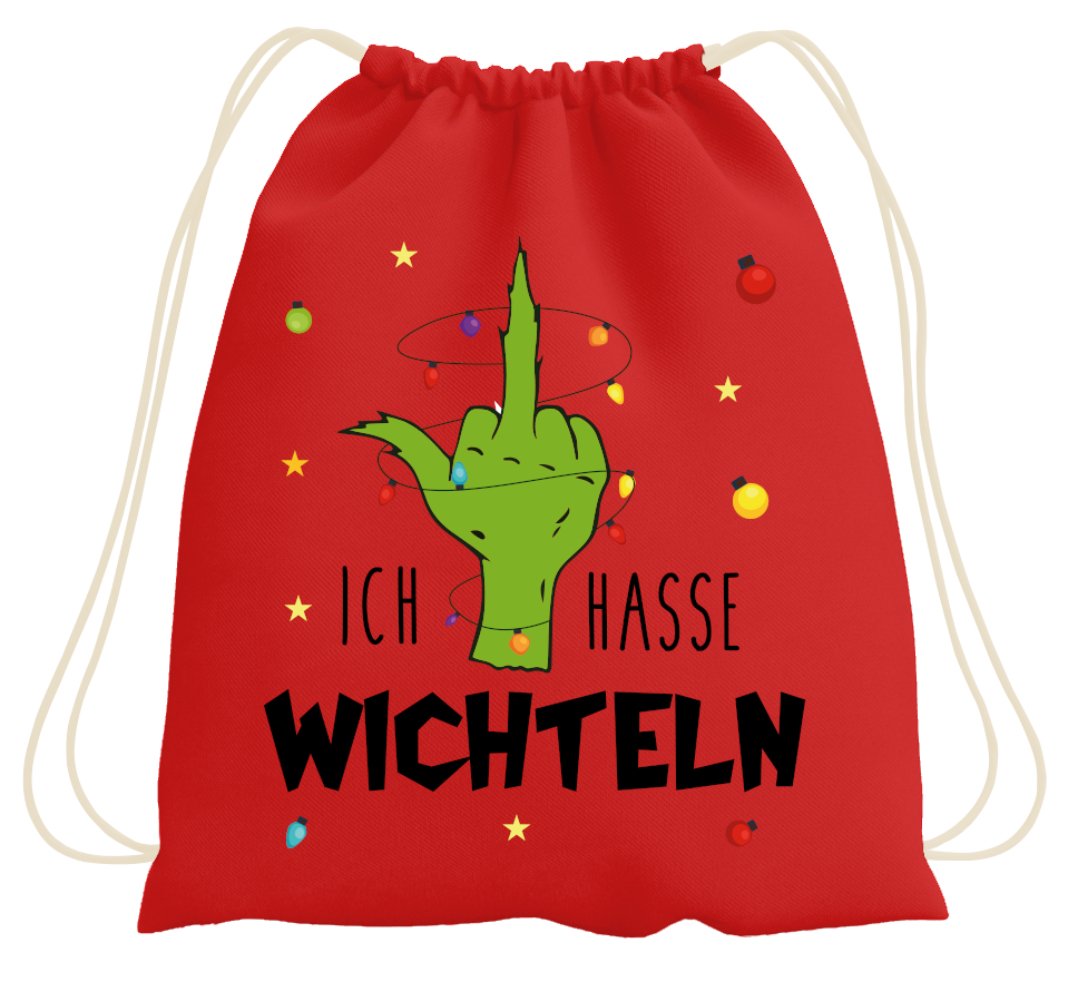 Bild: Turnbeutel - Grinch - Ich hasse Wichteln (Mittelfinger) Geschenkidee