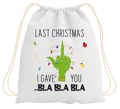 Bild: Turnbeutel - Grinch - Last Christmas I gave you ...bla bla bla (Mittelfinger) Geschenkidee