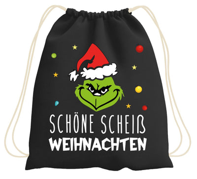 Bild: Turnbeutel - Grinch - Schöne scheiß Weihnachten (Gesicht) Geschenkidee