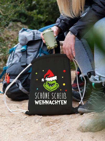 Bild: Turnbeutel - Grinch - Schöne scheiß Weihnachten (Gesicht) Geschenkidee