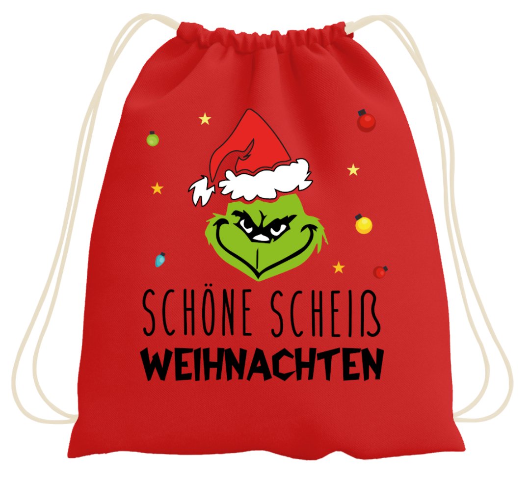 Bild: Turnbeutel - Grinch - Schöne scheiß Weihnachten (Gesicht) Geschenkidee