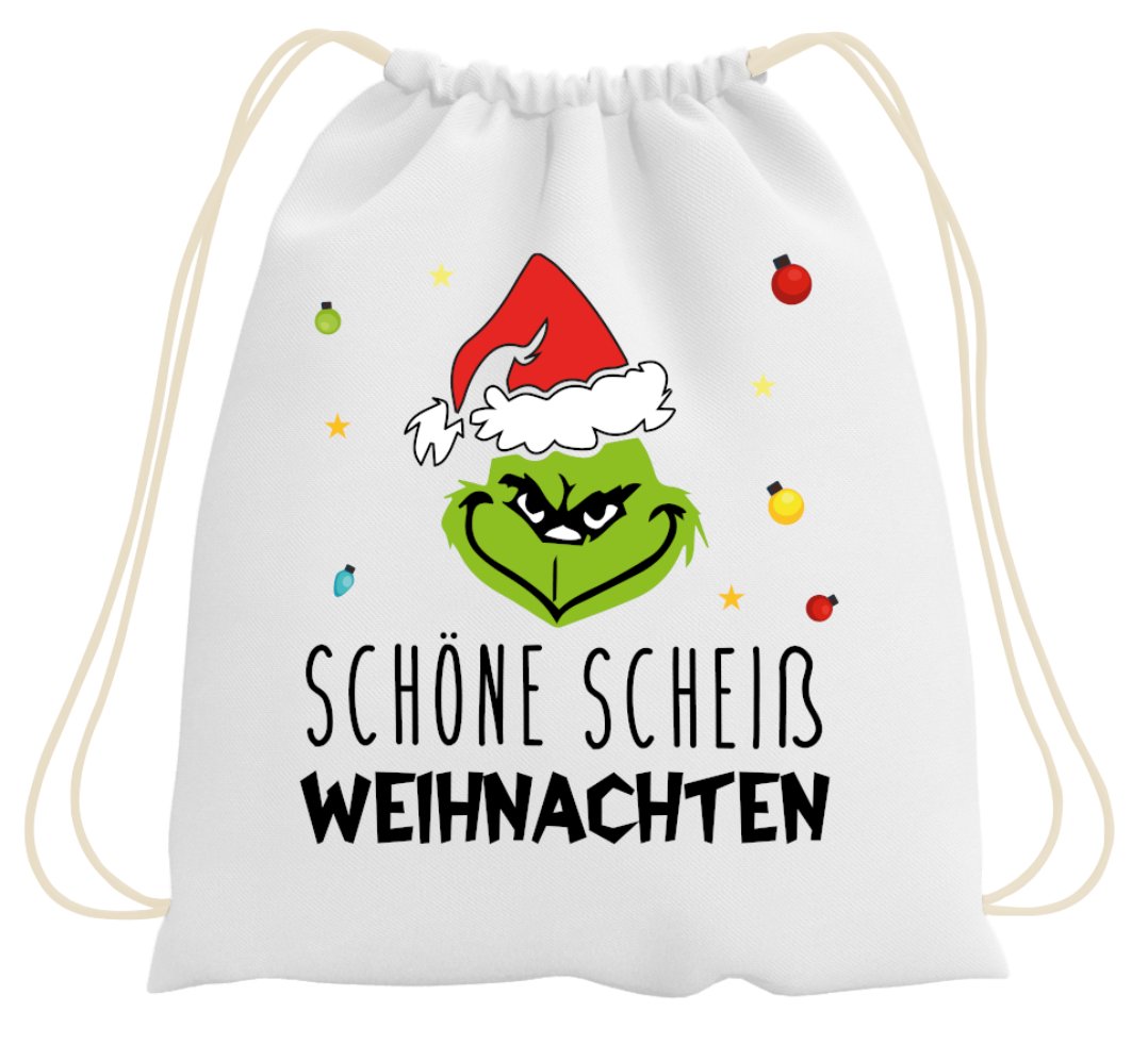 Bild: Turnbeutel - Grinch - Schöne scheiß Weihnachten (Gesicht) Geschenkidee