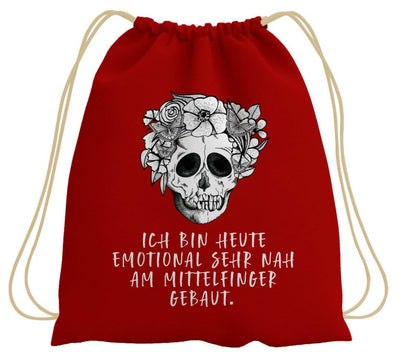 Bild: Turnbeutel - Ich bin heute emotional sehr nah am Mittelfinger gebaut. - Totenkopf Geschenkidee