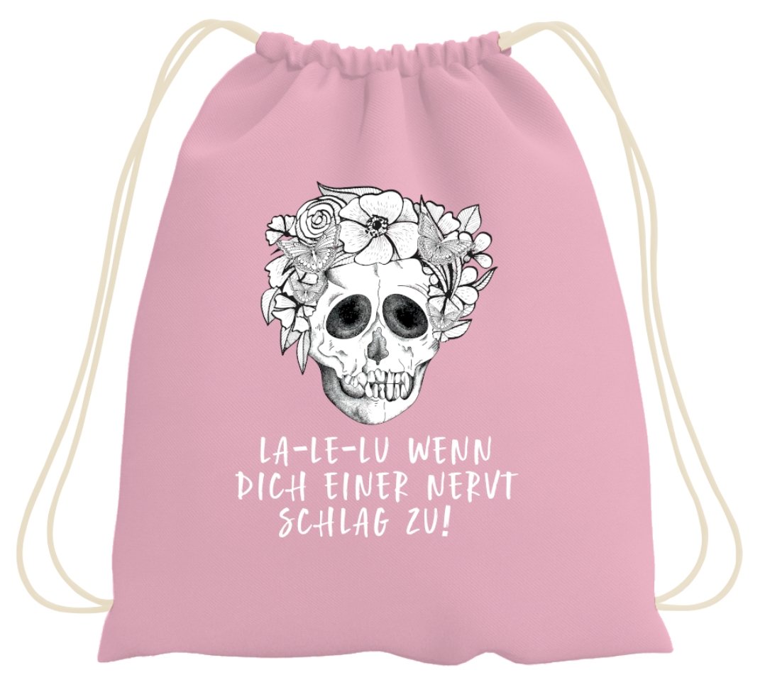 Bild: Turnbeutel - La-Le-Lu Wenn dich einer nervt schlag zu! - Totenkopf Geschenkidee