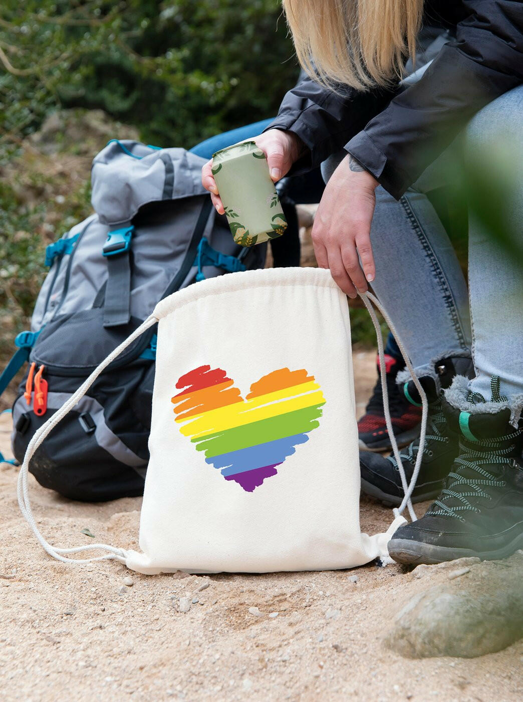 Bild: Turnbeutel - LGBT Regenbogen Herz Geschenkidee