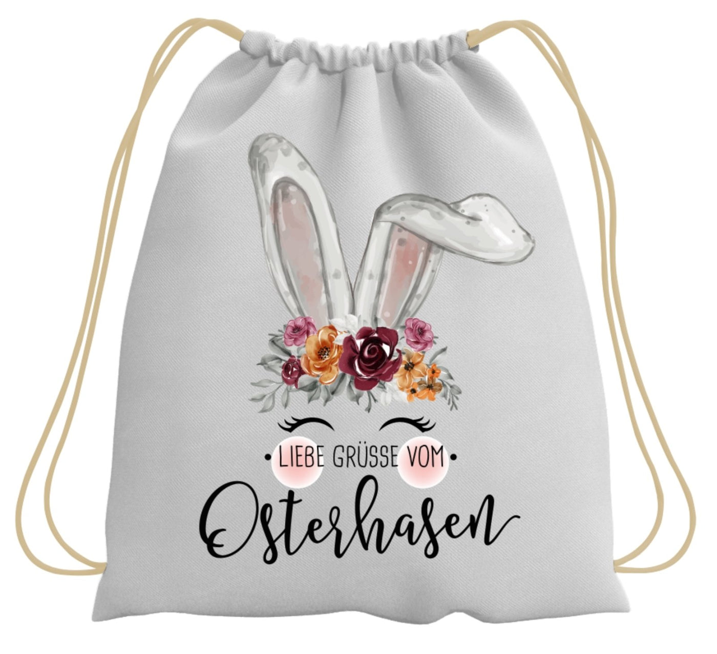 Bild: Turnbeutel - Liebe Grüsse vom Osterhasen (Hase Blumenkranz) Geschenkidee