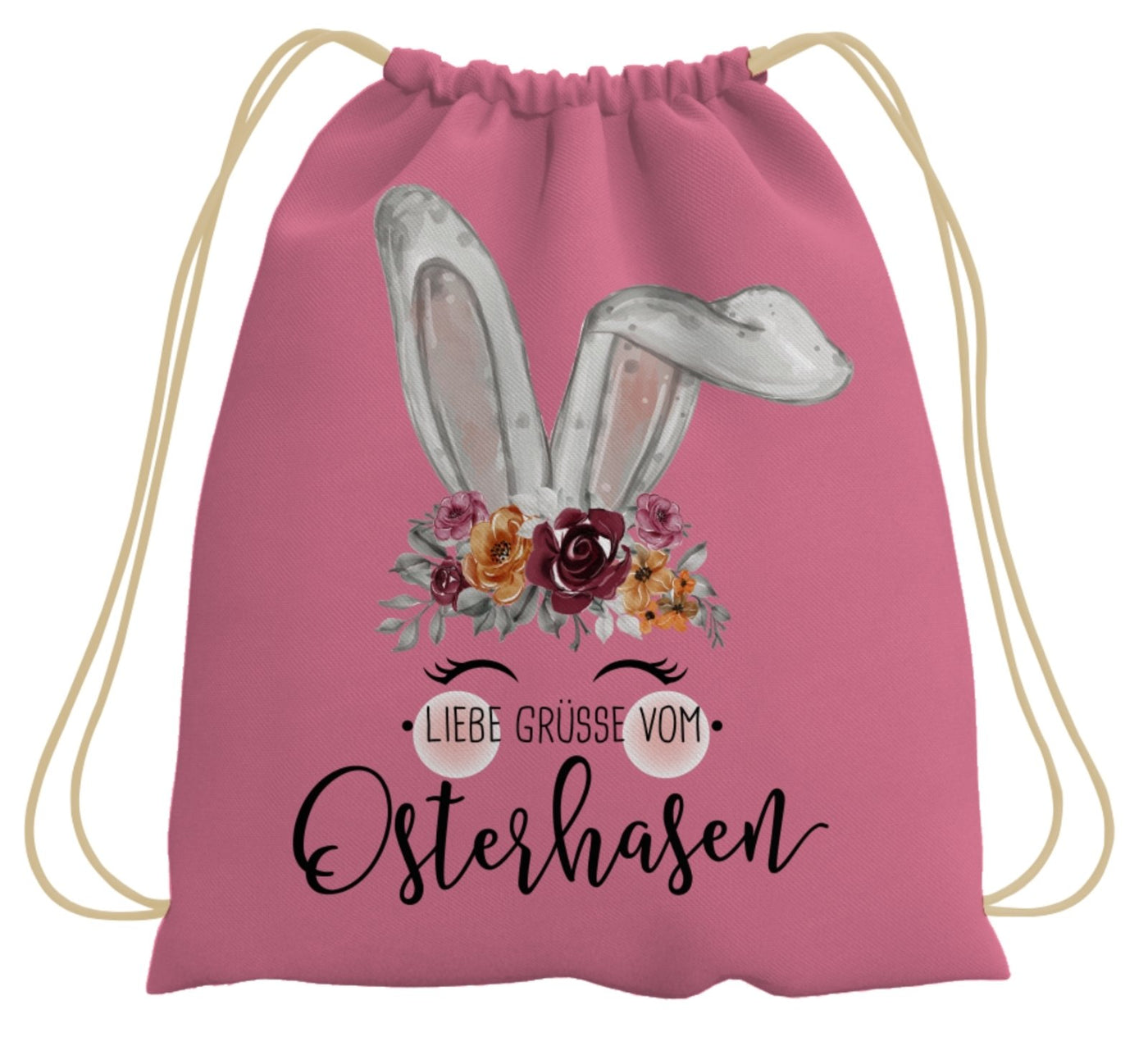 Bild: Turnbeutel - Liebe Grüsse vom Osterhasen (Hase Blumenkranz) Geschenkidee