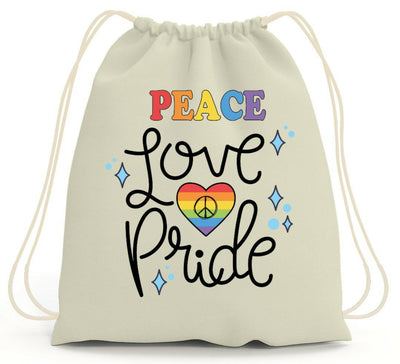 Bild: Turnbeutel - Peace Love Pride Geschenkidee