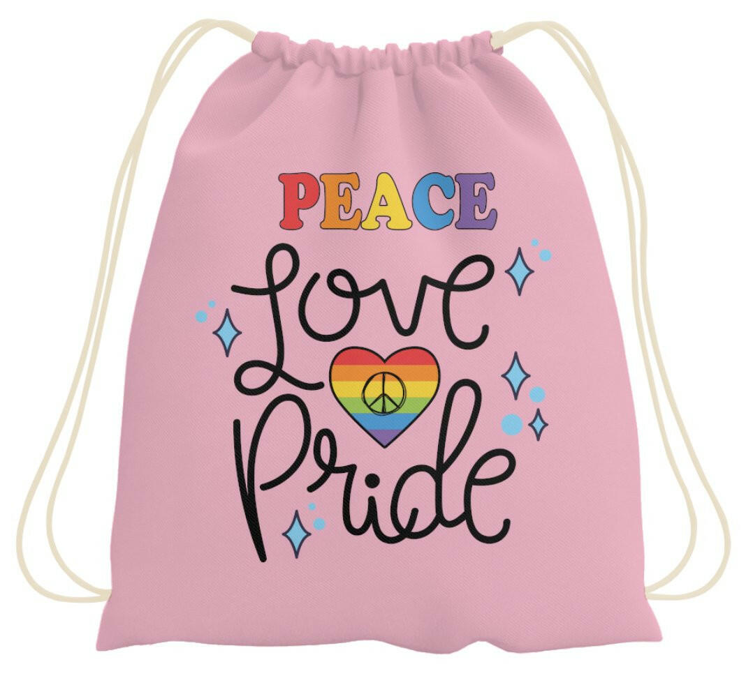 Bild: Turnbeutel - Peace Love Pride Geschenkidee