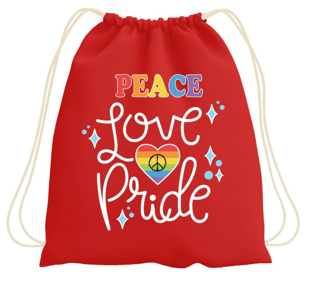 Bild: Turnbeutel - Peace Love Pride Geschenkidee