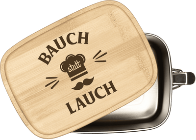 Brotdose - Bauch statt Lauch - Edelstahl mit Bambusdeckel