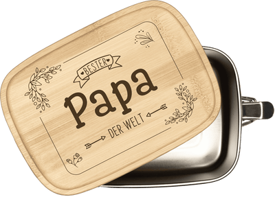 Brotdose - Bester Papa der Welt - Edelstahl mit Bambusdeckel