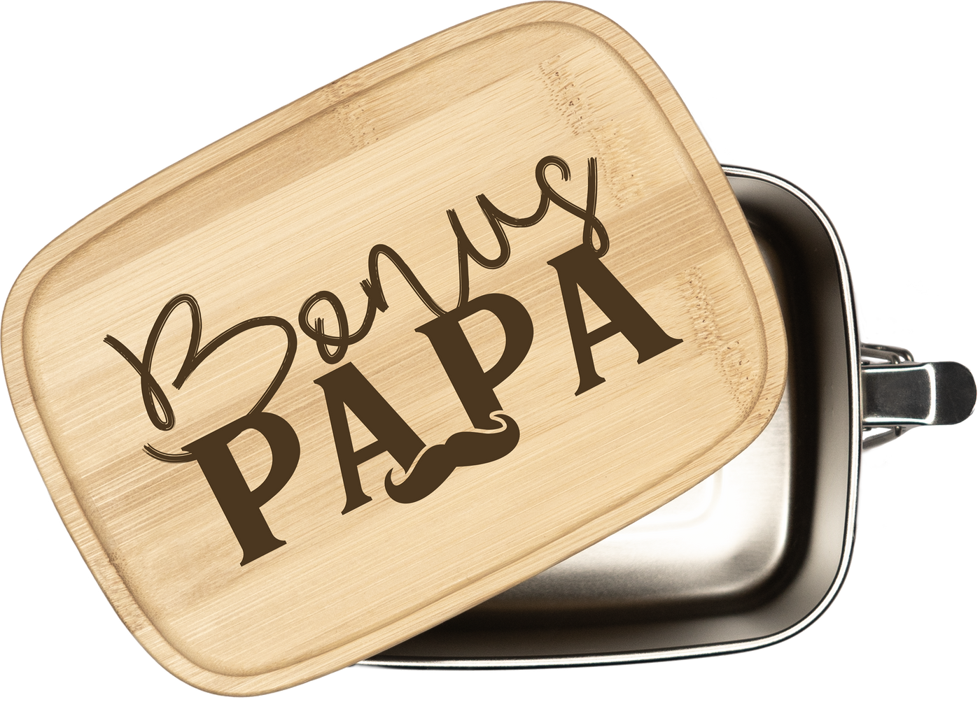 Brotdose - Bonus Papa - Edelstahl mit Bambusdeckel