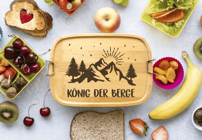 Brotdose - König/Königin der Berge - Edelstahl mit Bambusdeckel