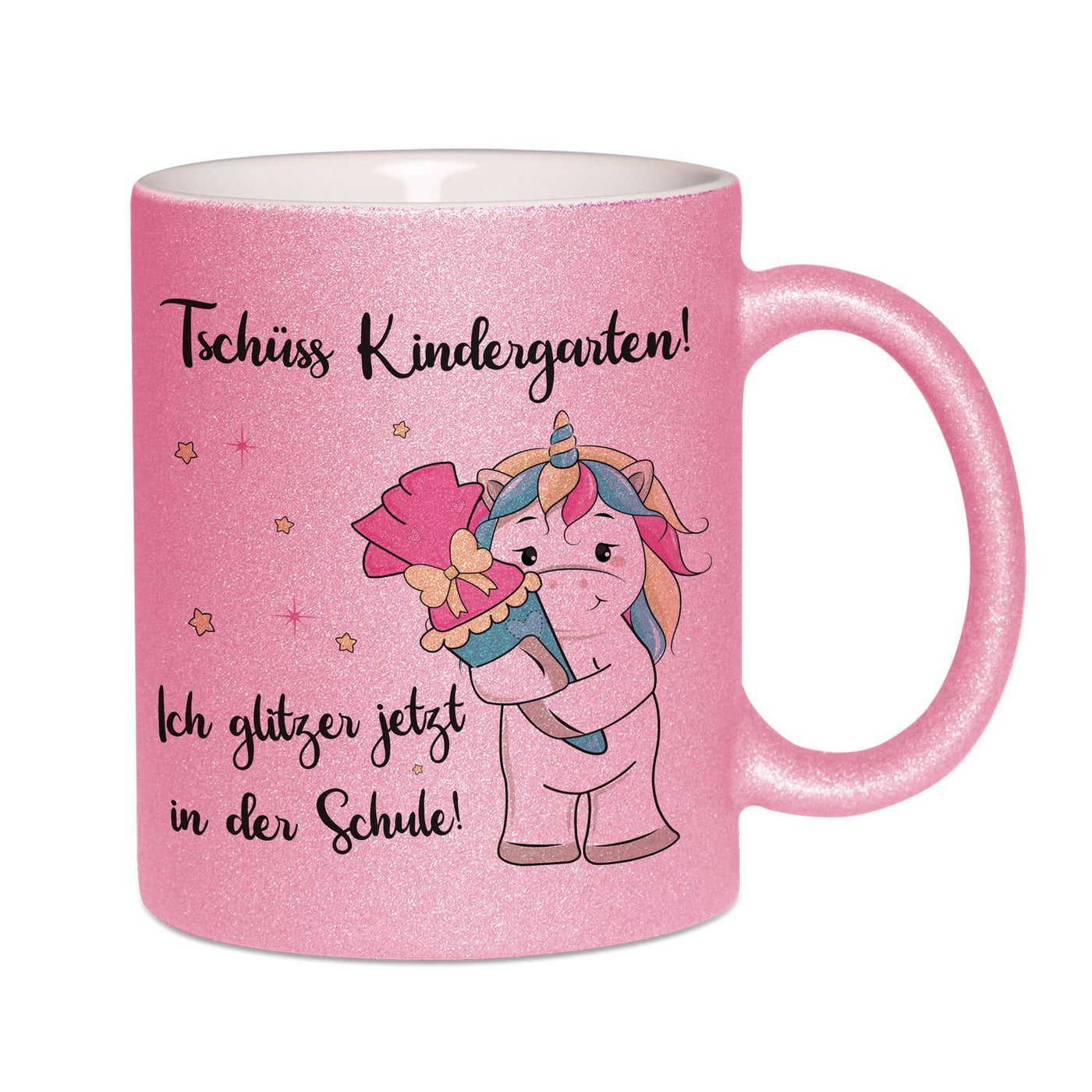 Bild: Glitzertasse - Einhorn Tschüss Kindergarten! Ich glitzer jetzt in der Schule! Geschenkidee