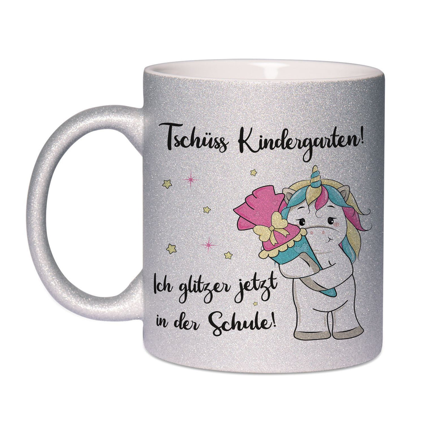 Bild: Glitzertasse - Einhorn Tschüss Kindergarten! Ich glitzer jetzt in der Schule! Geschenkidee