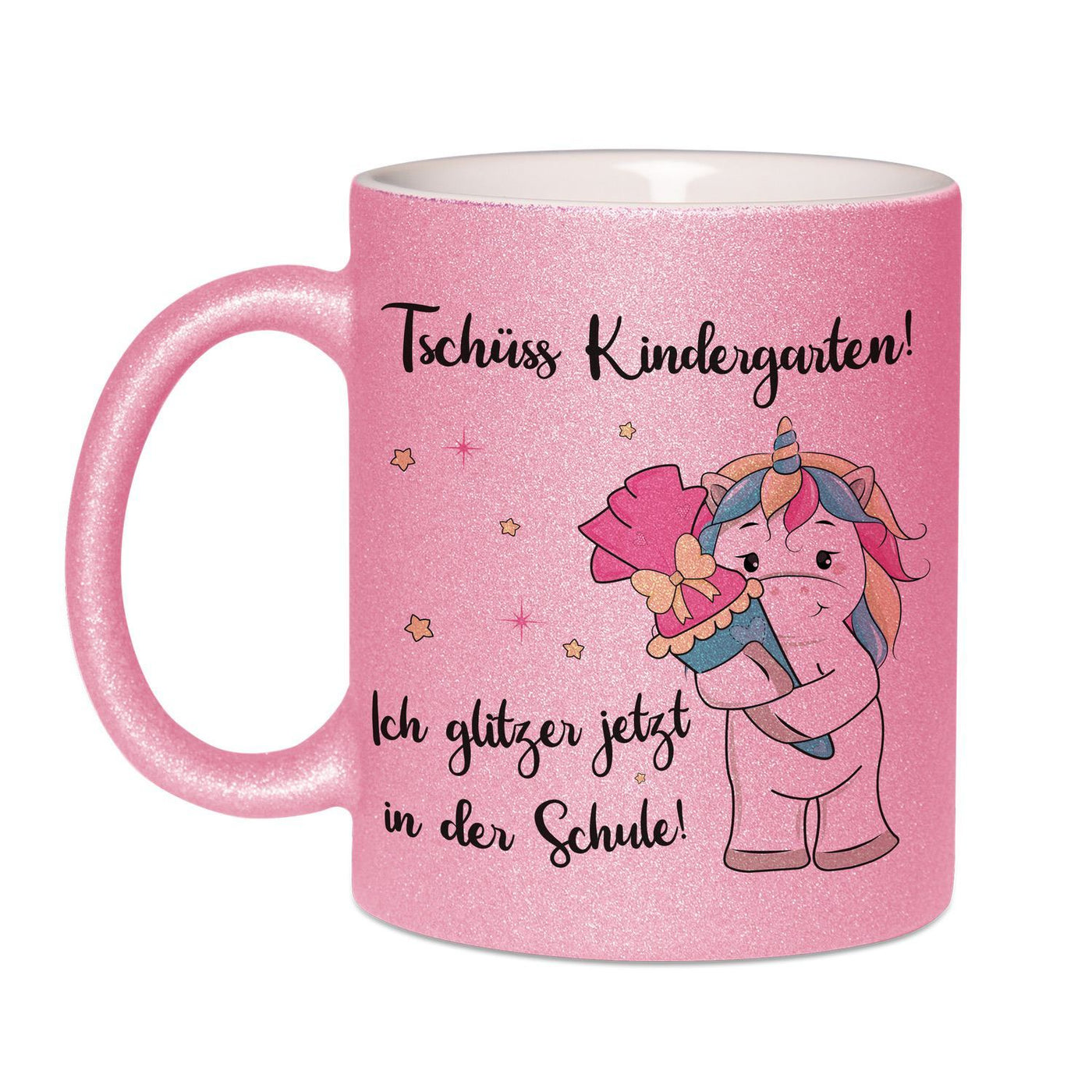 Bild: Glitzertasse - Einhorn Tschüss Kindergarten! Ich glitzer jetzt in der Schule! Geschenkidee