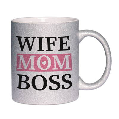 Bild: Glitzertasse - WIFE MOM BOSS Geschenkidee