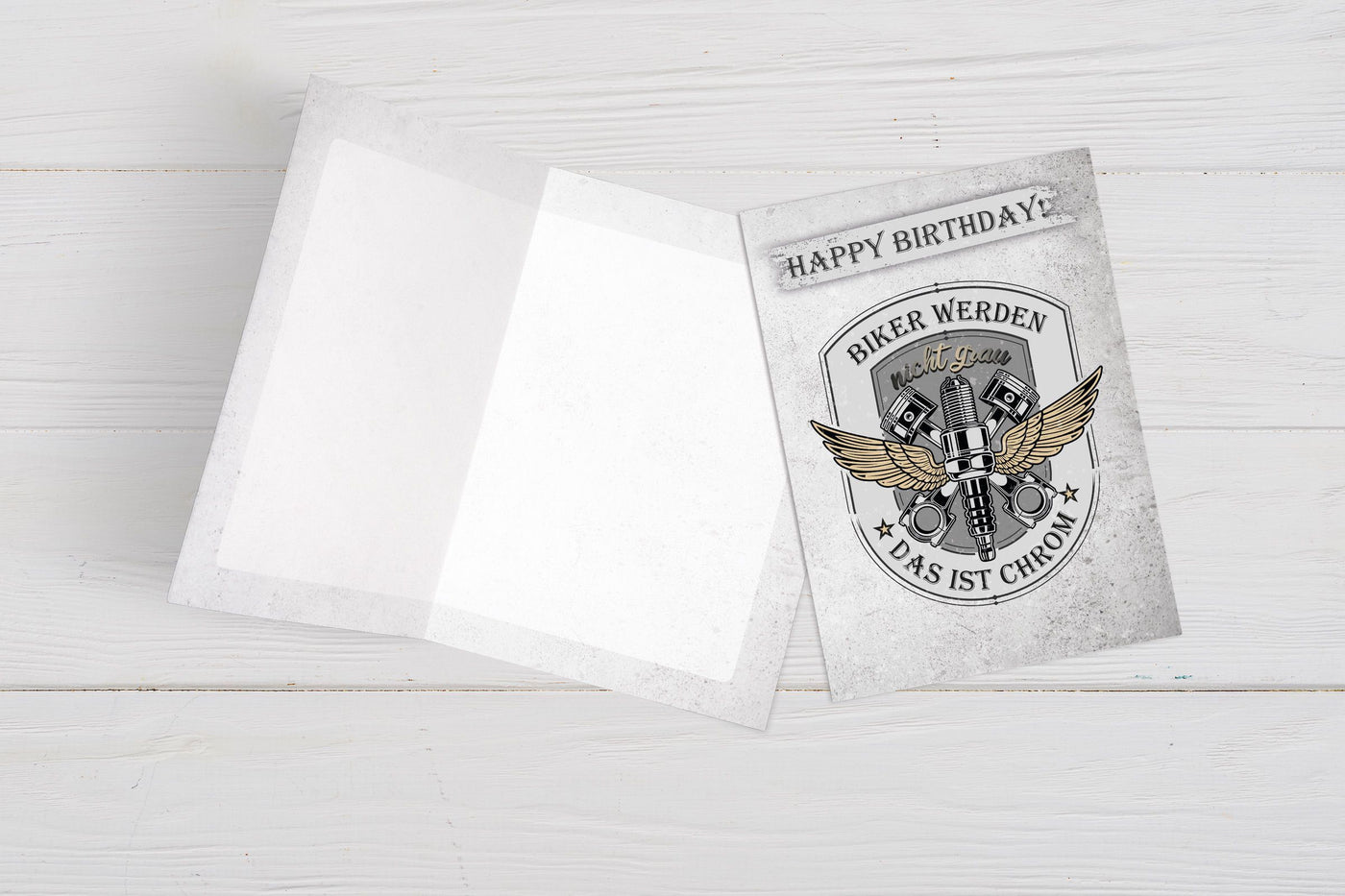 Bild: Geburtstagskarte - Happy Birthday Biker werden nicht grau Das ist Chrom Geschenkidee