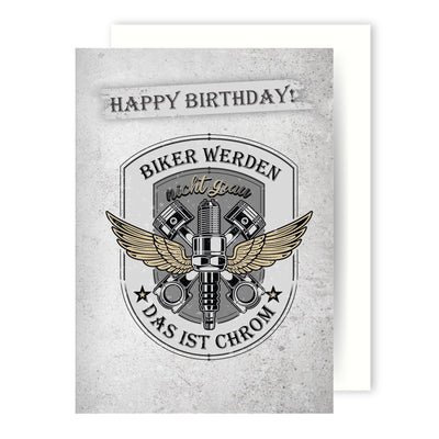 Bild: Geburtstagskarte - Happy Birthday Biker werden nicht grau Das ist Chrom Geschenkidee
