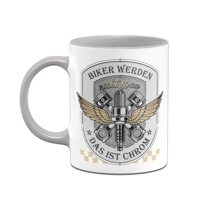 Bild: Motorrad Tasse - Biker werden nicht grau das ist Chrom Geschenkidee