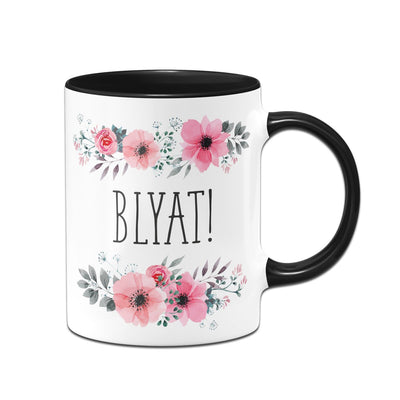 Bild: Tasse - Blyat! - blumig Geschenkidee