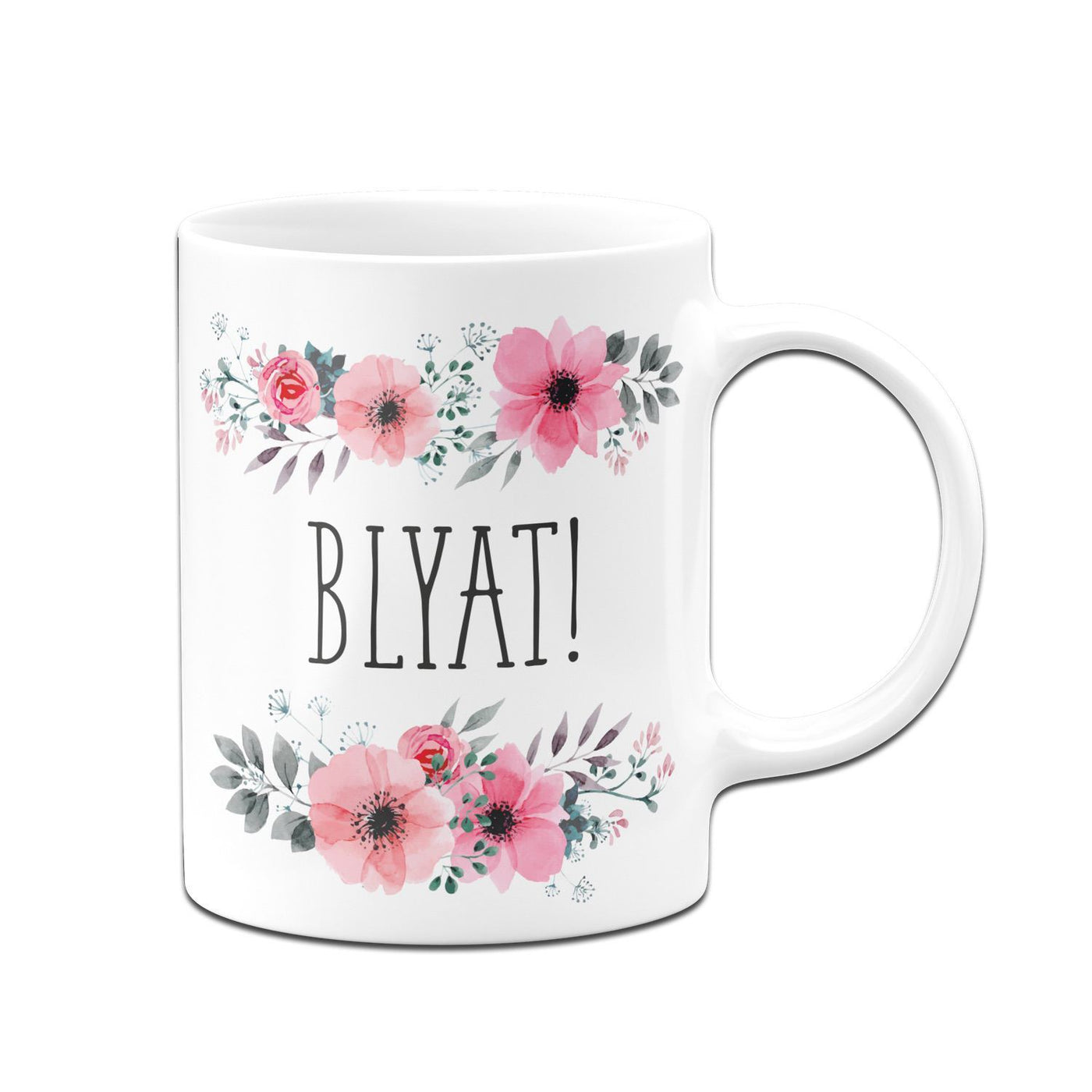 Bild: Tasse - Blyat! - blumig Geschenkidee