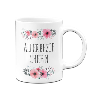 Bild: Tasse - Allerbeste Chefin - blumig Geschenkidee